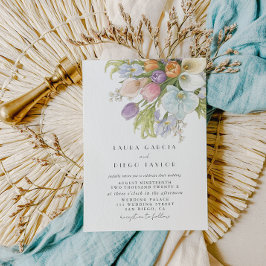 Watercolor Elegant Floral Pastel Wedding Kaart