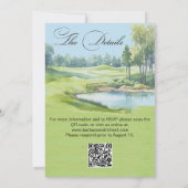 Watercolor Elegant Golf Wedding w/Details  Kaart (Achterkant)