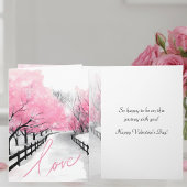 Watercolor Elegant Pink Love Valentine's Day Card Kaart