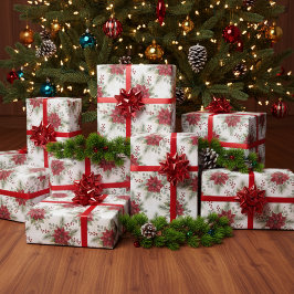 Watercolor Elegant Red Poinsettia Christmas Cadeaupapier