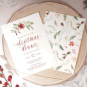 Watercolor Elegant Script Christmas Dinner Kaart