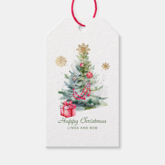 Watercolor Elegant Snowflake Christmas Cadeaulabel