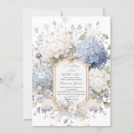 Watercolor Elegant Something Blue Bridal Shower Kaart (Voorkant)