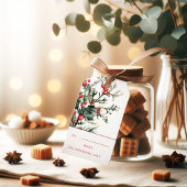 Watercolor Elegante Maretak Kerstcadeauticket Cadeaulabel