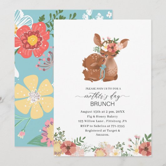 Watercolor Elegante Moederdag brunch Baby show Kaart (Voorkant / Achterkant)