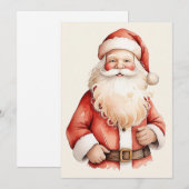 Watercolor Elegante Retro Klassieke Kerstman Feestdagenkaart (Voorkant / Achterkant)