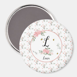 Watercolor Elegante Roze Rozen met Vlinders Magneet