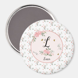 Watercolor Elegante Roze Rozen met Vlinders Magneet