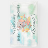 Watercolor Elephant Airplane Baby Shower Banner (Verticaal)