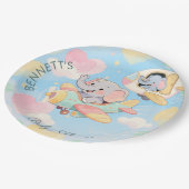 Watercolor Elephant Airplane Baby Shower Plate Papieren Bordje (Gekanteld)