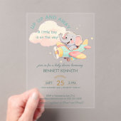 Watercolor Elephant Airplane Boy Invitation Acryl Uitnodigingen (Insitu (Draagbaar))