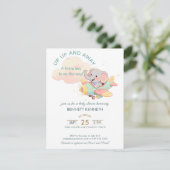 Watercolor Elephant Airplane Boy Invitation RSVP Kaartje (Staand voorkant)