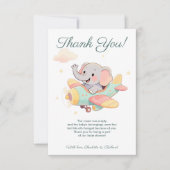 Watercolor Elephant Airplane Thank You Card Bedankkaart (Voorkant)
