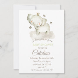 Watercolor Elephant Baby Shower Invitation Kaart
