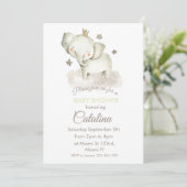 Watercolor Elephant Baby Shower Invitation Kaart (Staand voorkant)