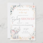 Watercolor Elephant Baby Shower Invitation Kaart (Voorkant)