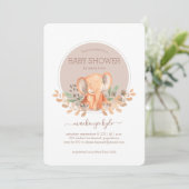 Watercolor Elephant Boho Safari Baby Shower Kaart (Staand voorkant)