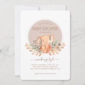 Watercolor Elephant Boho Safari Baby Shower Kaart (Voorkant)