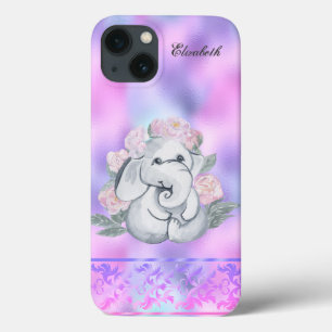 Watercolor Elephant Flowers Holographic Case-Mate iPhone Case
