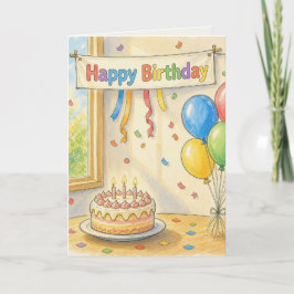 Watercolor en gekleurd potlood gevouwen wenskaart kaart
