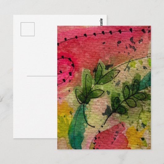 Watercolor En Inkt Abstract Impressionisme Kunst Briefkaart (Voorkant / Achterkant)