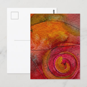 Watercolor En Inkt Mooie Patroon Kunst Abstract Briefkaart