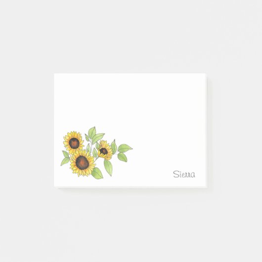 Watercolor en pen zonnebloemen Post-it Notes (Voorkant)