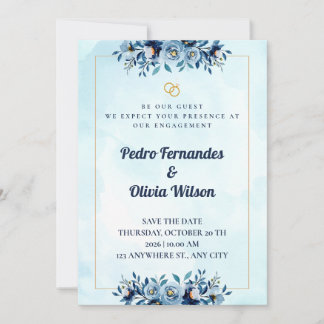 Watercolor Engagement Invitation Card Kaart