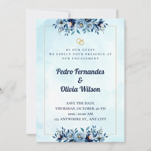Watercolor Engagement Invitation Card Kaart (Voorkant)
