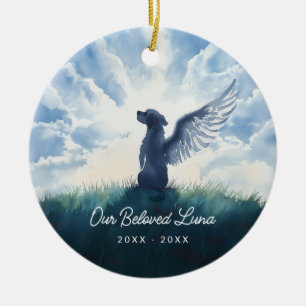 Watercolor Engel Hond Condoleance Sympathie Keramisch Ornament