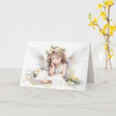 Watercolor engel meisje  kaart (Gele Bloem)