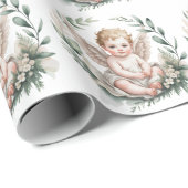 Watercolor engelenvleugels doop  cadeaupapier (Rol Hoek)