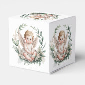 Watercolor engelenvleugels Doop Groene Bedankdoosjes (Achterkant)