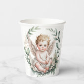 Watercolor engelenvleugels Doop Groene Papieren Bekers (Achterkant)