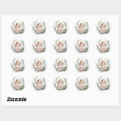 Watercolor engelenvleugels doopfeest ronde sticker (Vel)