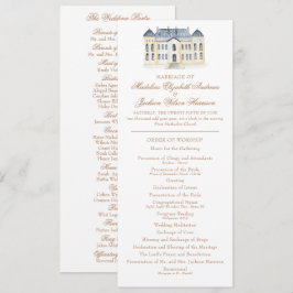 Watercolor Engelse landhuis landgoed bruiloft Programmakaart