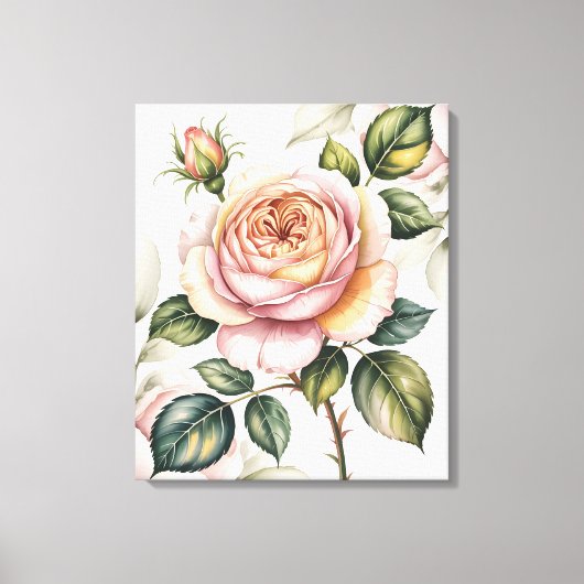 Watercolor Engelse roos Canvas Afdruk (Voorkant)