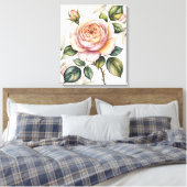 Watercolor Engelse roos Canvas Afdruk (Insitu (Slaapkamer))