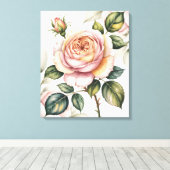 Watercolor Engelse roos Canvas Afdruk (Insitu (Houten vloer))