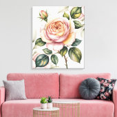 Watercolor Engelse roos Canvas Afdruk (Insitu (Woonkamer))