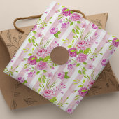 Watercolor Engelse Rozen Roze Witte Strepen Tissuepapier