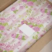 Watercolor Engelse Rozen Roze Witte Strepen Tissuepapier