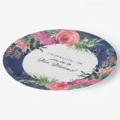 Watercolor Engelse rozentuin roze en marineblauwe Papieren Bordje (Gekanteld)