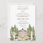 Watercolor English House Budget QR Code Wedding Kaart (Voorkant)