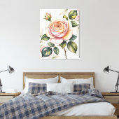 Watercolor english rose canvas afdruk (Insitu (Slaapkamer))