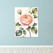 Watercolor english rose canvas afdruk (Insitu (Houten vloer))