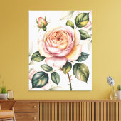 Watercolor english rose canvas afdruk (Insitu (Woonkamer))