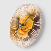 Watercolor Enkele Gele Roos Grote Klok (Hoek)