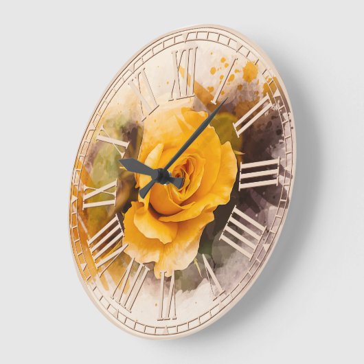 Watercolor Enkele Gele Roos Grote Klok (Hoek)