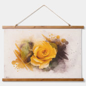 Watercolor Enkele Gele Roos Hangend Wandkleed (Voorkant)